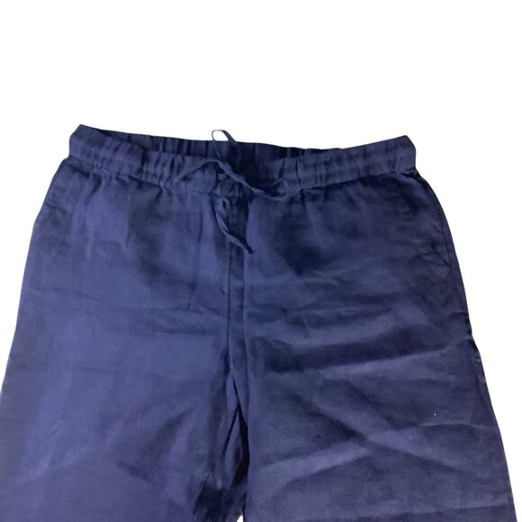 Charter Club Women’s Petite Linen Pants Intrepid Blue Size PL Elastic Waistband - Picture 3 of 16